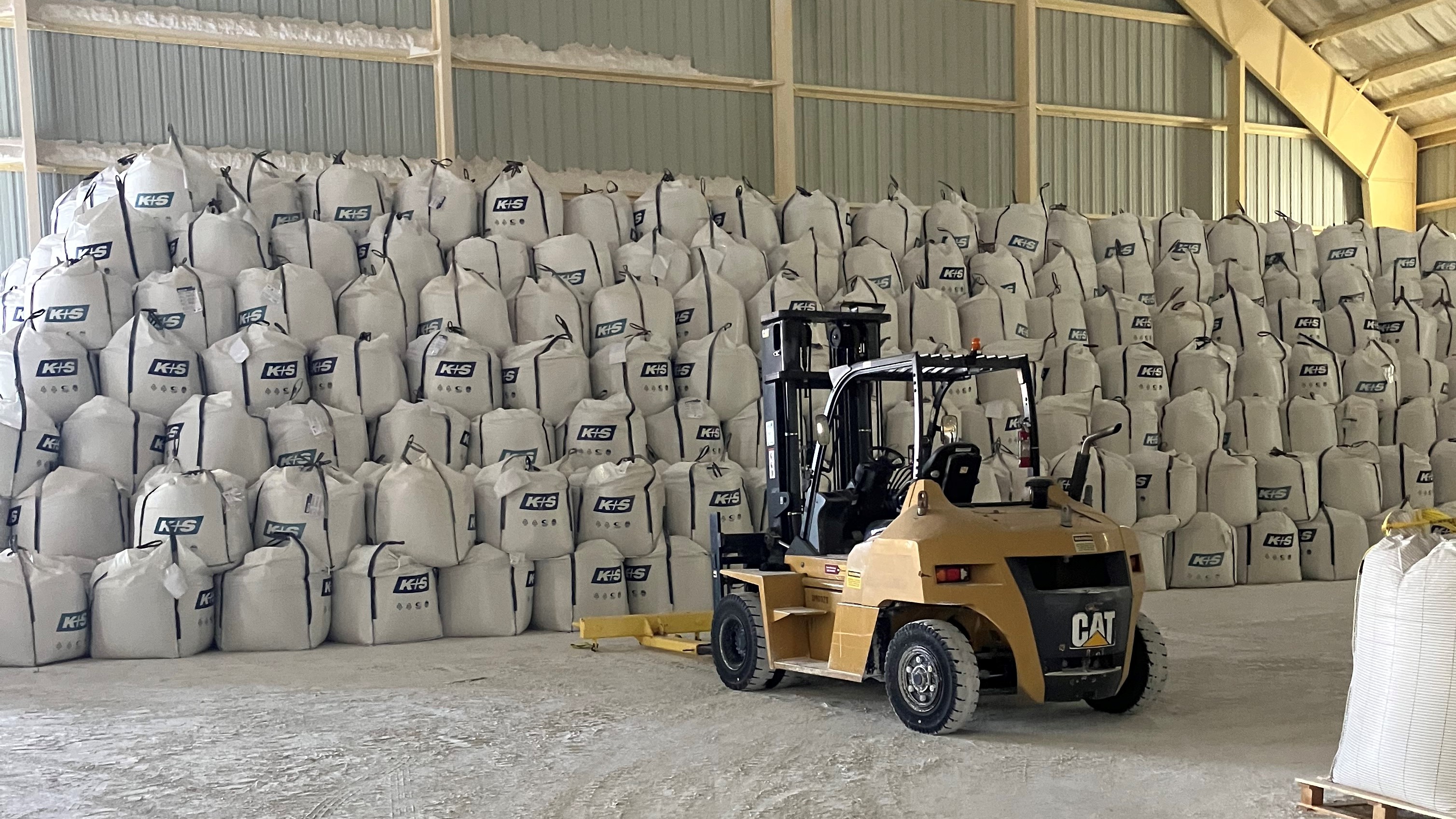 Sulphate of Potash in big bags stored in a warehouse in Chesapeake, Virginia. 